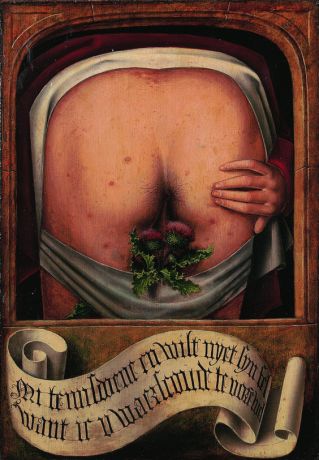 Partie d'un diptyque satirique, 1520-1530, Anonyme flamand, université de Liège - Collections artistiques (galerie Wittert).