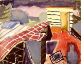 Cap d'Antibes, 1949 peint à St Ives, Patrick Heron, huile sur toile, 40,5 x 51 cm, collection privée, source Peter Nahum at the Leicester galleries,© Estate of Patrick Heron. All Rights Reserved, DACS 2016