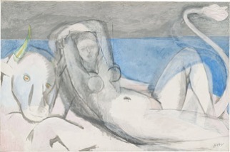 L'Enlèvement d'Europa, (commencé fin 1926-début 1927) 1929, Henri Matisse non signé ni daté mais authentifié et initialisé HM en 1962 par Marguerite Matisse Duthuit, 101,3 x 153,3 cm, National Gallery of Australia (NGA), Canberra © Succession Henri Matisse© Image NGA