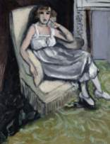 Femme assise dans un fauteuil, c.1917, Henri Matisse, huile sur toile, 40.5 x 32.5 cm, Fitzwilliam Museum on loan from the Provost and Fellows of King's College, Cambridge (Keynes Collection) © succession H. Matisse/DACS 2016. Photo credit: The Fitzwilliam Museum