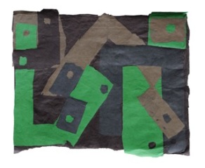 Green, Greys, Black with Rivets, 1970, non signé, papier coloré et collé, 83 x 100 cm, Goldmark Gallery, Uppingham, RU© Estate Francis Davison© Image Goldmark Gallery