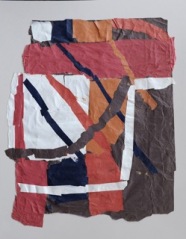 Red, blue & Orange Stripe, c1980, non signé, papier coloré et collé, 86 x 71,5 cm, Goldmark Gallery, Uppingham, RU.© Estate Francis davison© Image Goldmark Gallery