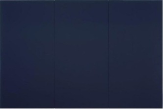 Robert Rauschenberg, Untitled [matte black triptych], ca. 1951. Oil on canvas, 72 x 108 in. (182.9 x 274.3 cm). Robert Rauschenberg Foundation; © Robert Rauschenberg Foundation / Licensed by VAGA, New York, NY