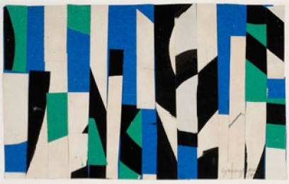 Blue White Construction, 1951, Jack Youngerman paper collé 5 5/8 x 9 1/4 inches @ Jack Youngerman